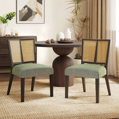 Christopher Knight Home - Oliver Mid-Century Rattan Back Upholstered Dining Chair Set of 2