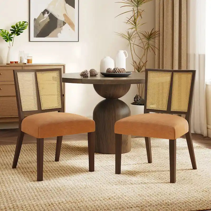 Christopher Knight Home - Oliver Mid-Century Rattan Back Upholstered Dining Chair Set of 2