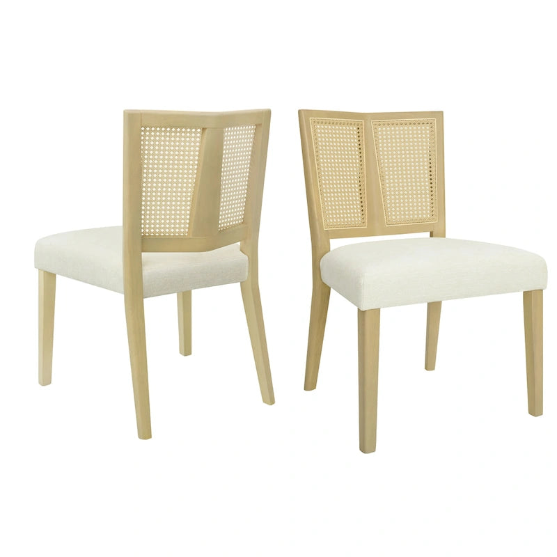 Christopher Knight Home - Oliver Mid-Century Rattan Back Upholstered Dining Chair Set of 2