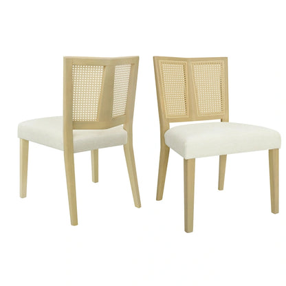 Christopher Knight Home - Oliver Mid-Century Rattan Back Upholstered Dining Chair Set of 2