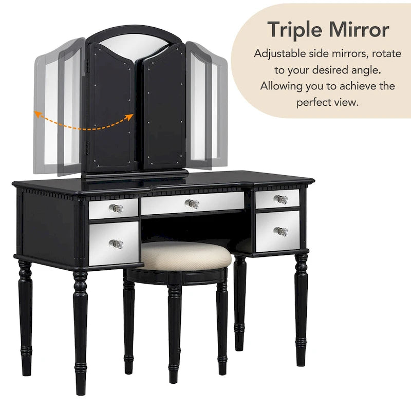 Laro Wood Vanity Set with Mirror by GDFStudio
