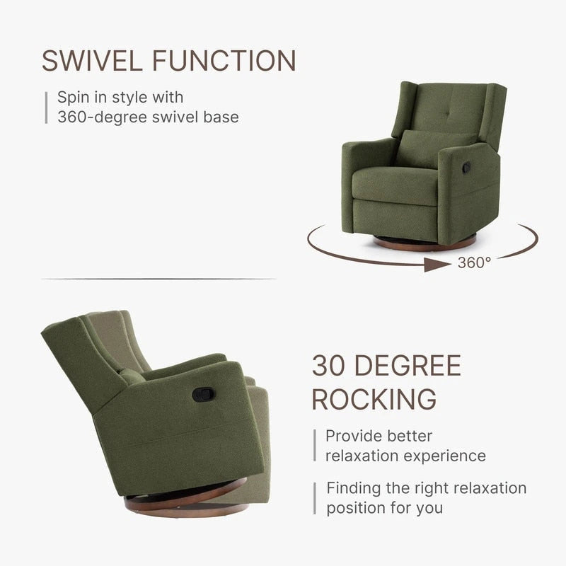 Lincoln Manual Swivel Glider Recliner with Lumbar Pillow