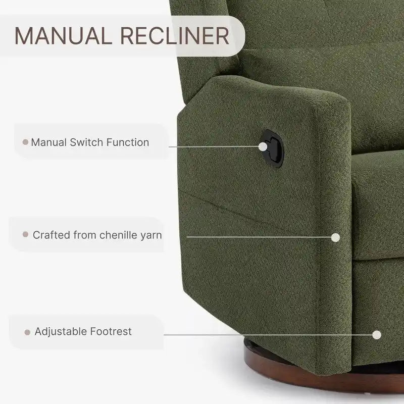 Lincoln Manual Swivel Glider Recliner with Lumbar Pillow