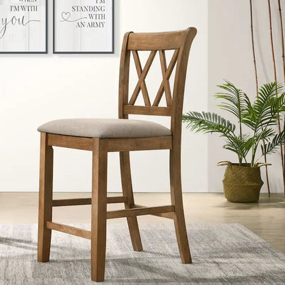 Wooden Round Dining Table and Chair Sets Rustic Farmhouse Dining Table and Chair Sets with Crossbuck Pedestal Table Base