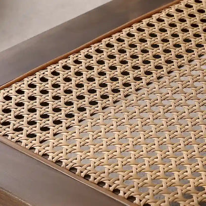 2-Tier Rectangular Coffee Table with Rattan Storage Shelf - 47.2L x 23.6W x 17.7H