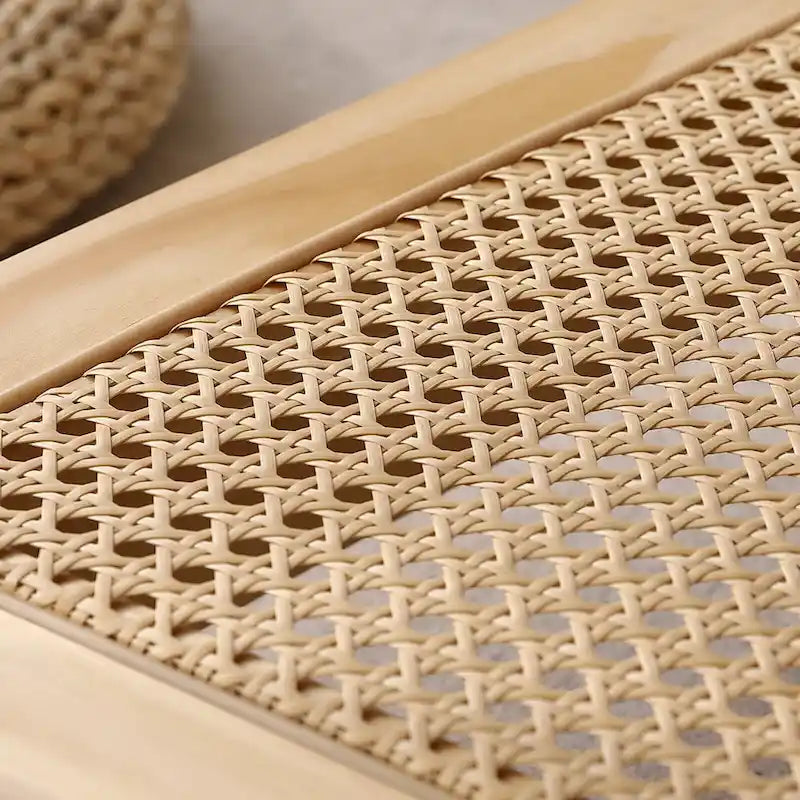 2-Tier Rectangular Coffee Table with Rattan Storage Shelf - 47.2L x 23.6W x 17.7H