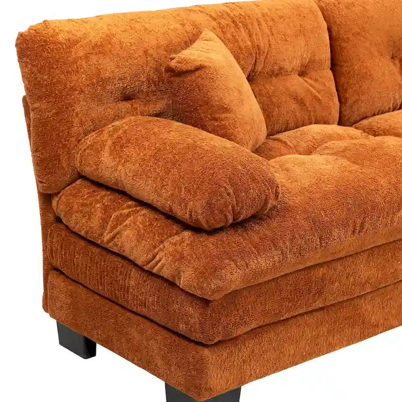 84 Upholstered 3-Seater Sofa with Dual-Layer Memory Foam Cushioning, and Complimentary Comfort Pillows