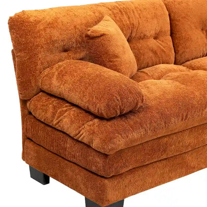 84 Upholstered 3-Seater Sofa with Dual-Layer Memory Foam Cushioning, and Complimentary Comfort Pillows