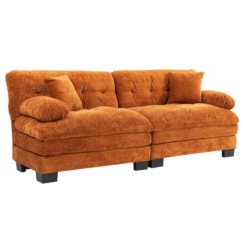 84 Upholstered 3-Seater Sofa with Dual-Layer Memory Foam Cushioning, and Complimentary Comfort Pillows