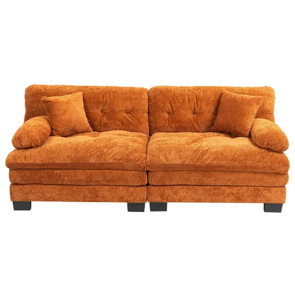 84 Upholstered 3-Seater Sofa with Dual-Layer Memory Foam Cushioning, and Complimentary Comfort Pillows