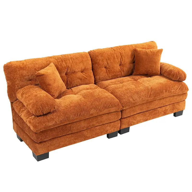 84 Upholstered 3-Seater Sofa with Dual-Layer Memory Foam Cushioning, and Complimentary Comfort Pillows