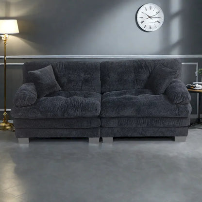 84 Upholstered 3-Seater Sofa with Dual-Layer Memory Foam Cushioning, and Complimentary Comfort Pillows