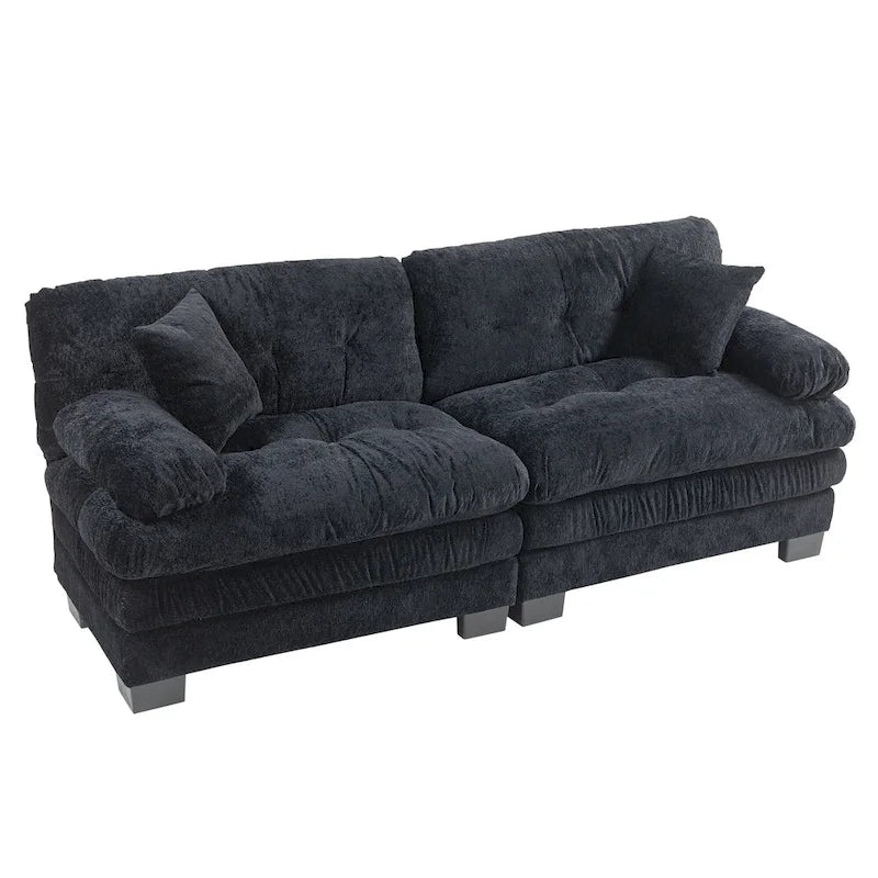 84 Upholstered 3-Seater Sofa with Dual-Layer Memory Foam Cushioning, and Complimentary Comfort Pillows