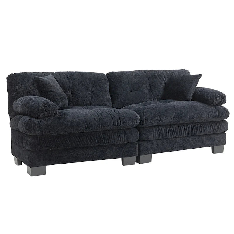84 Upholstered 3-Seater Sofa with Dual-Layer Memory Foam Cushioning, and Complimentary Comfort Pillows
