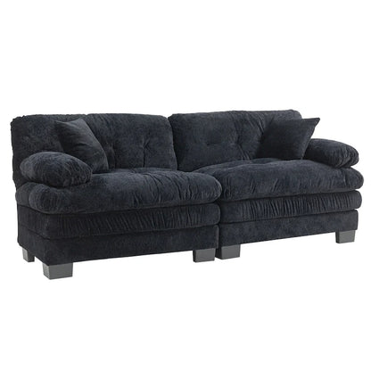 84 Upholstered 3-Seater Sofa with Dual-Layer Memory Foam Cushioning, and Complimentary Comfort Pillows