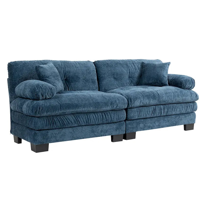 84 Upholstered 3-Seater Sofa with Dual-Layer Memory Foam Cushioning, and Complimentary Comfort Pillows