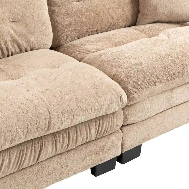 84 Upholstered 3-Seater Sofa with Dual-Layer Memory Foam Cushioning, and Complimentary Comfort Pillows