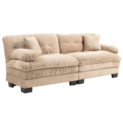 84 Upholstered 3-Seater Sofa with Dual-Layer Memory Foam Cushioning, and Complimentary Comfort Pillows