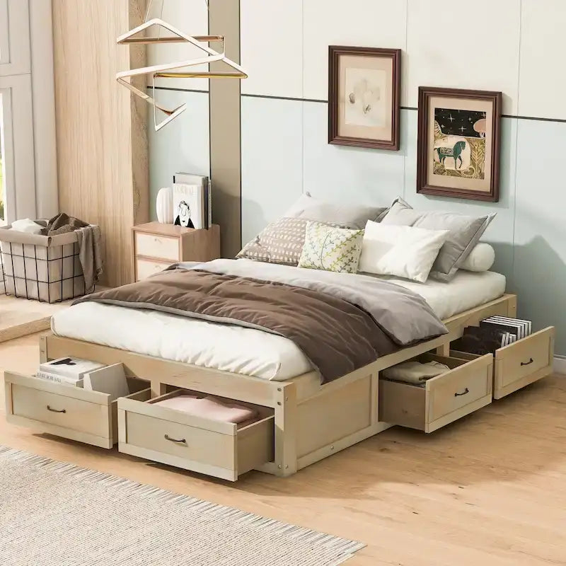 Full Size Platform Bed with 6 Storage Drawers,Assembly Required