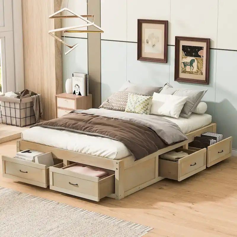 Full Size Platform Bed with 6 Storage Drawers,Assembly Required