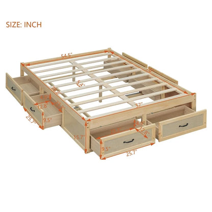Full Size Platform Bed with 6 Storage Drawers,Assembly Required