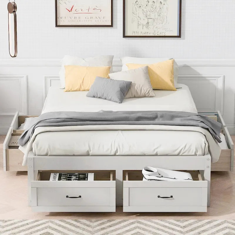 Full Size Platform Bed with 6 Storage Drawers,Assembly Required