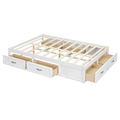Full Size Platform Bed with 6 Storage Drawers,Assembly Required