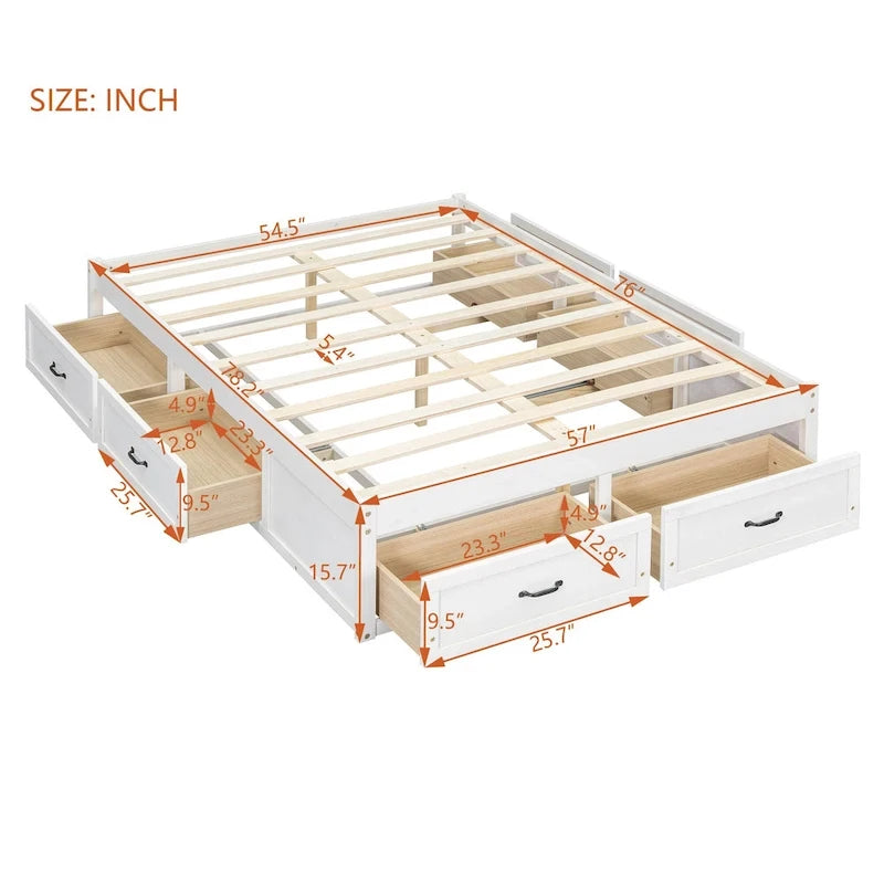 Full Size Platform Bed with 6 Storage Drawers,Assembly Required