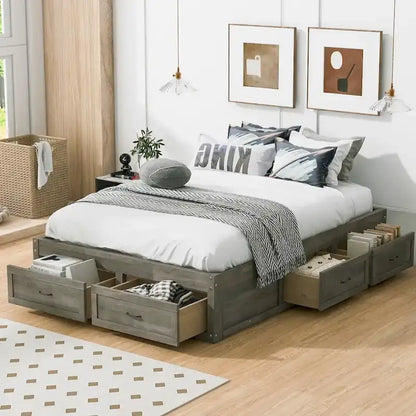 Full Size Platform Bed with 6 Storage Drawers,Assembly Required