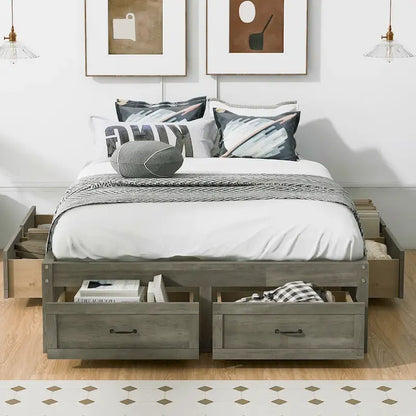 Full Size Platform Bed with 6 Storage Drawers,Assembly Required