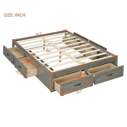 Full Size Platform Bed with 6 Storage Drawers,Assembly Required