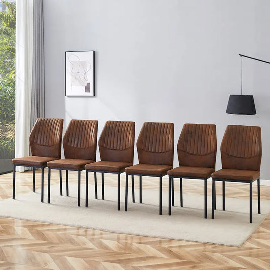 Set of 6 High Resilience Dining Chair with Metal Black Leg