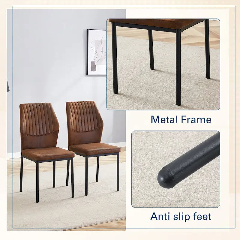 Set of 6 High Resilience Dining Chair with Metal Black Leg