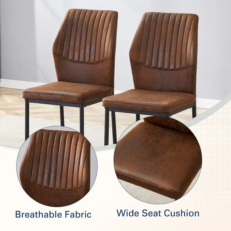 Set of 6 High Resilience Dining Chair with Metal Black Leg