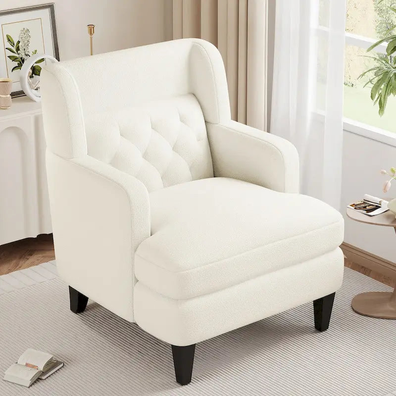 Roomfitters Upholstered Accent Chair Tufted Armchair for Living Room and Bedroom