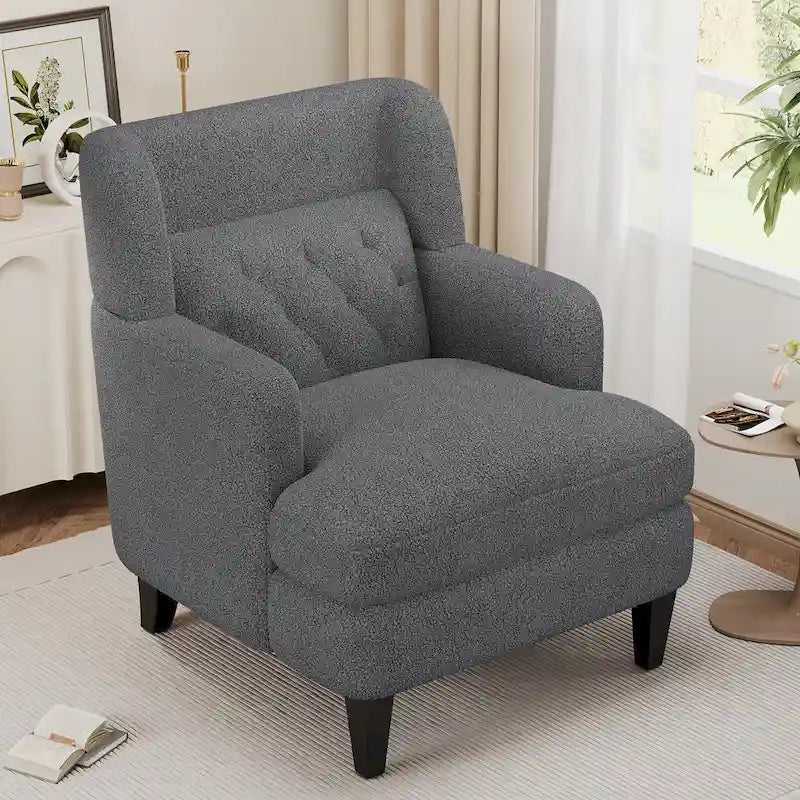 Roomfitters Upholstered Accent Chair Tufted Armchair for Living Room and Bedroom