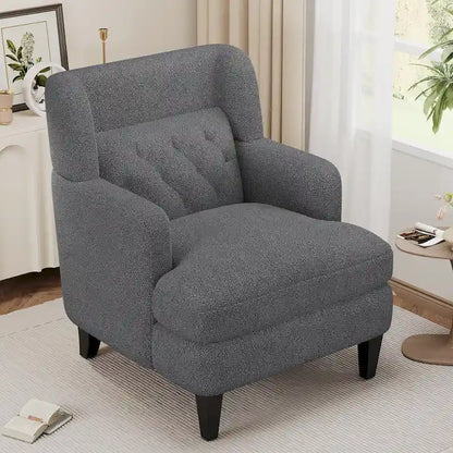 Roomfitters Upholstered Accent Chair Tufted Armchair for Living Room and Bedroom
