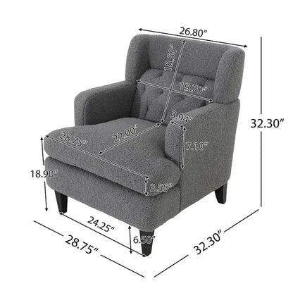 Roomfitters Upholstered Accent Chair Tufted Armchair for Living Room and Bedroom