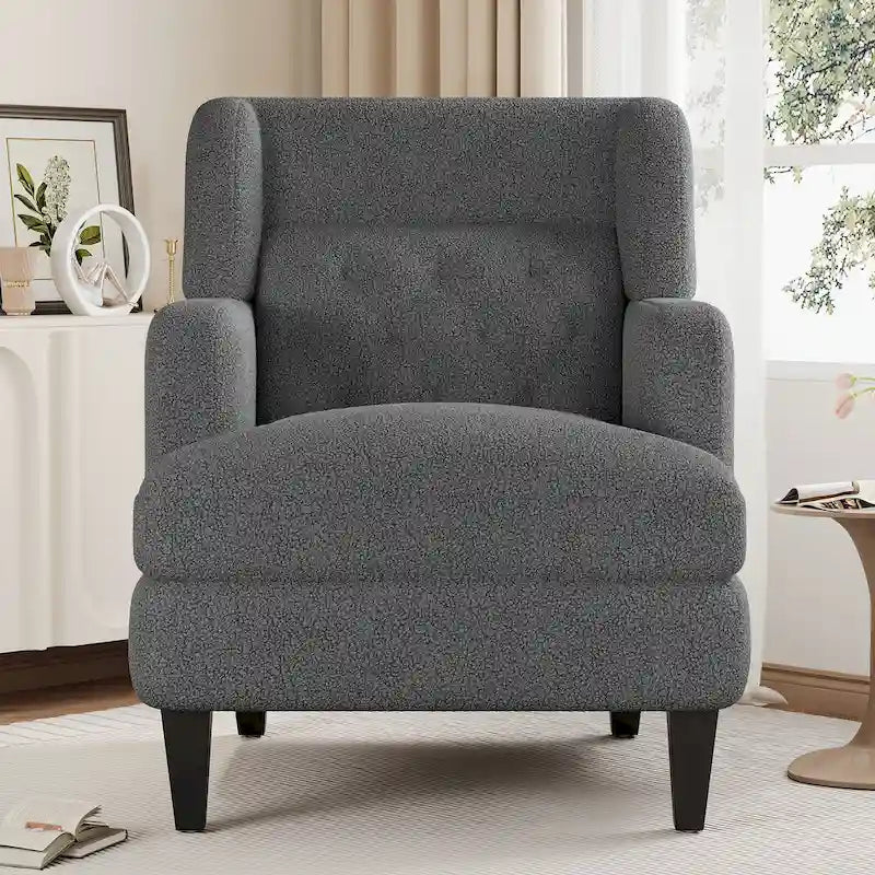 Roomfitters Upholstered Accent Chair Tufted Armchair for Living Room and Bedroom