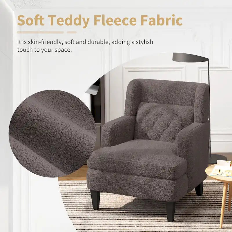 Roomfitters Upholstered Accent Chair Tufted Armchair for Living Room and Bedroom