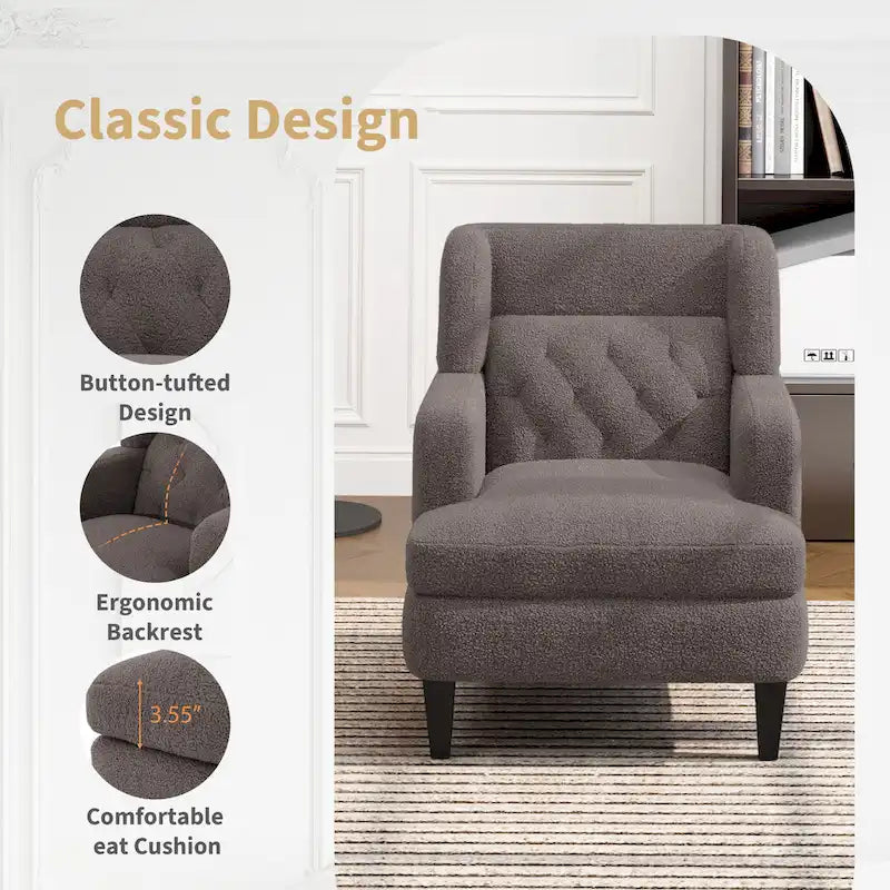 Roomfitters Upholstered Accent Chair Tufted Armchair for Living Room and Bedroom