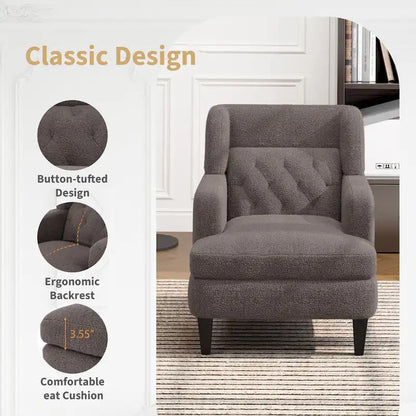 Roomfitters Upholstered Accent Chair Tufted Armchair for Living Room and Bedroom