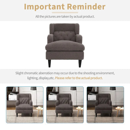 Roomfitters Upholstered Accent Chair Tufted Armchair for Living Room and Bedroom