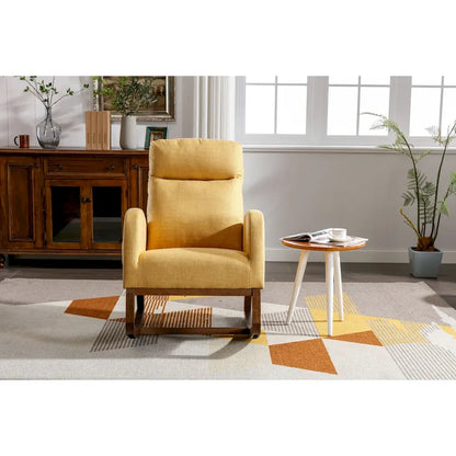 Modern Glider Chair, Recliner Armchair with Wood Legs and Side Pocket, Nursery Rocking Accent Chair with High Back