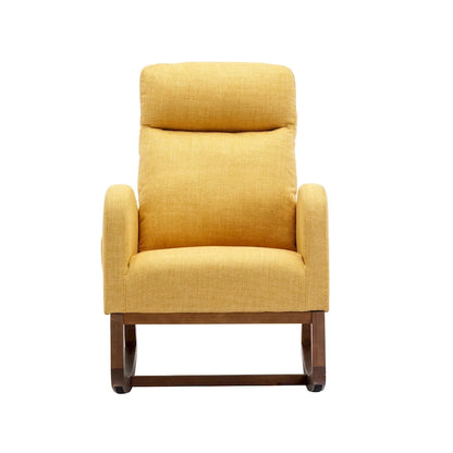 Modern Glider Chair, Recliner Armchair with Wood Legs and Side Pocket, Nursery Rocking Accent Chair with High Back