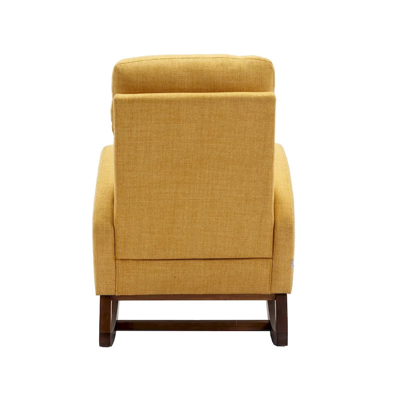Modern Glider Chair, Recliner Armchair with Wood Legs and Side Pocket, Nursery Rocking Accent Chair with High Back