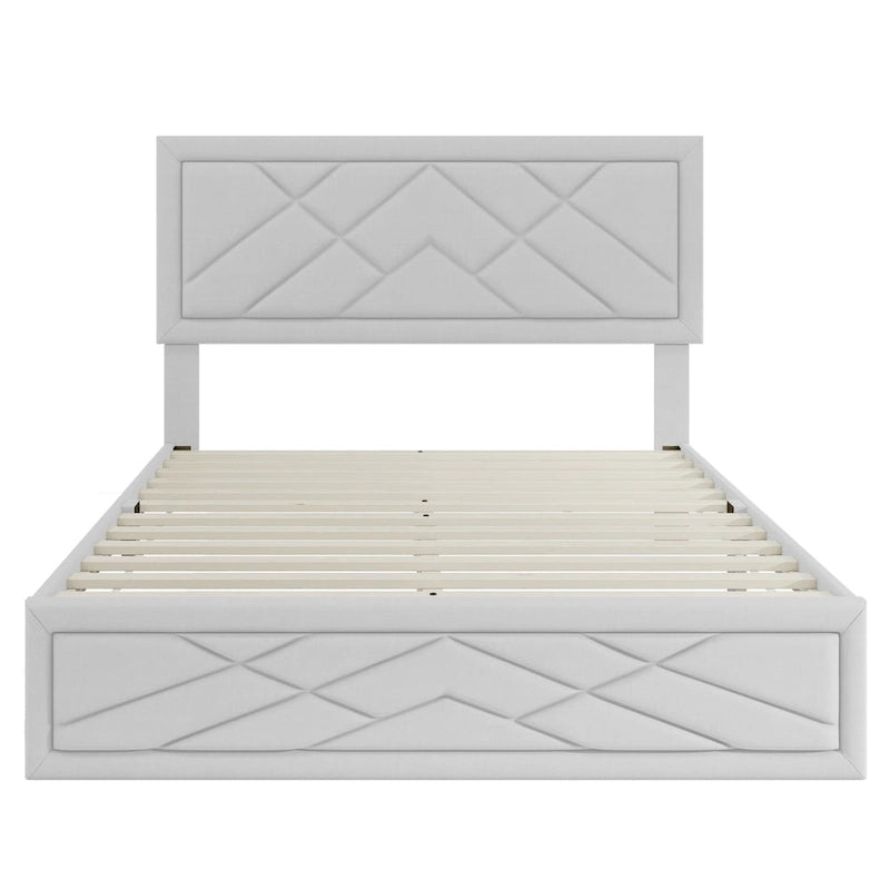 Queen Size Platform Bed with Headboard & Storage Frame