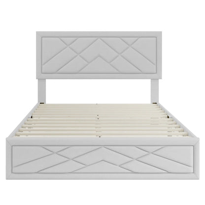 Queen Size Platform Bed with Headboard & Storage Frame