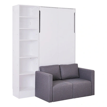 Twin Size Murphy Bed Wall Bed with Sofa,with Shelves