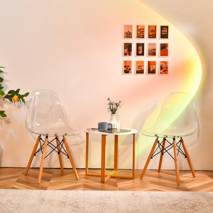 Set of 4 Dining Chairs Modern Plastic Shell Side Chair w/ Clear Seat &